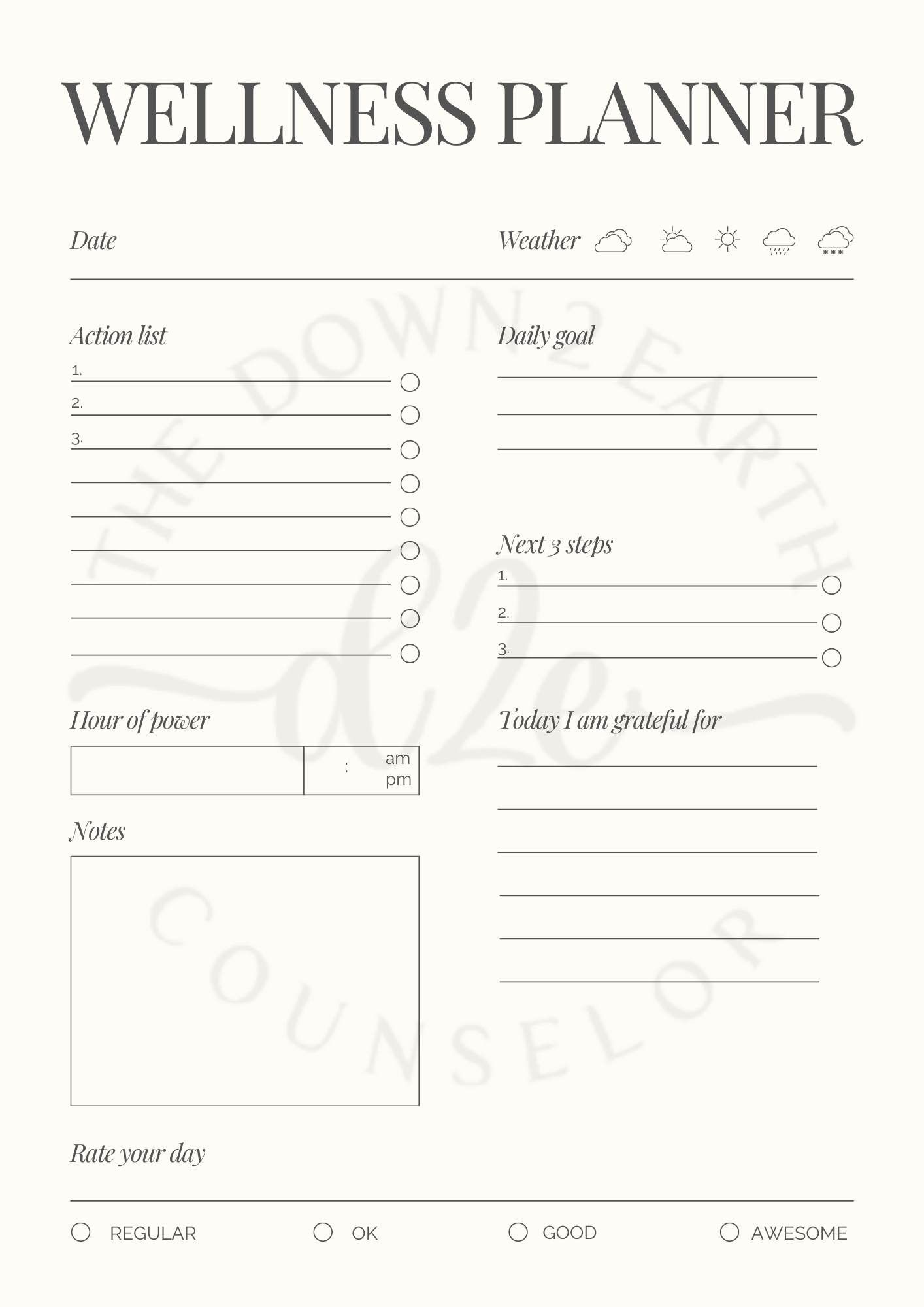 Wellness Planner PDF — Self-Care Routine Builder, Weekly Intentions, Daily Checklist | Digital Welln