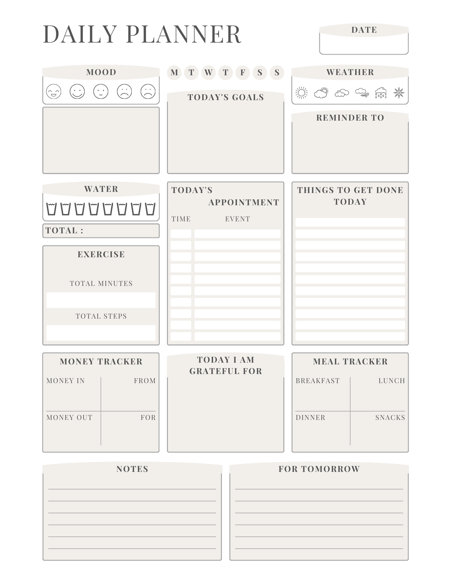 Productivity Planner Set, Printable Daily Planner, Weekly Habit Tracker, To-Do List, Digital Bundle