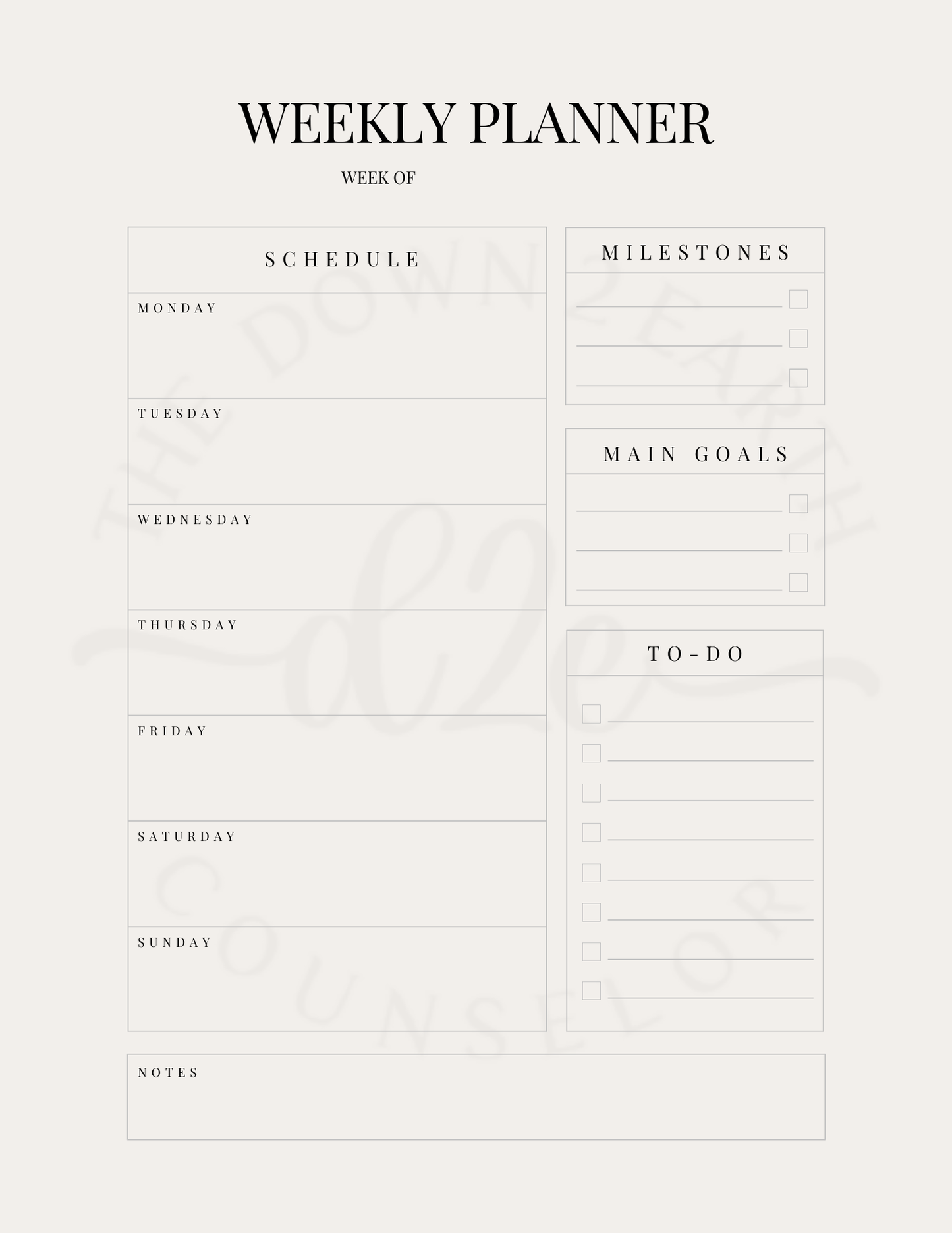 Productivity Planner Set, Printable Daily Planner, Weekly Habit Tracker, To-Do List, Digital Bundle