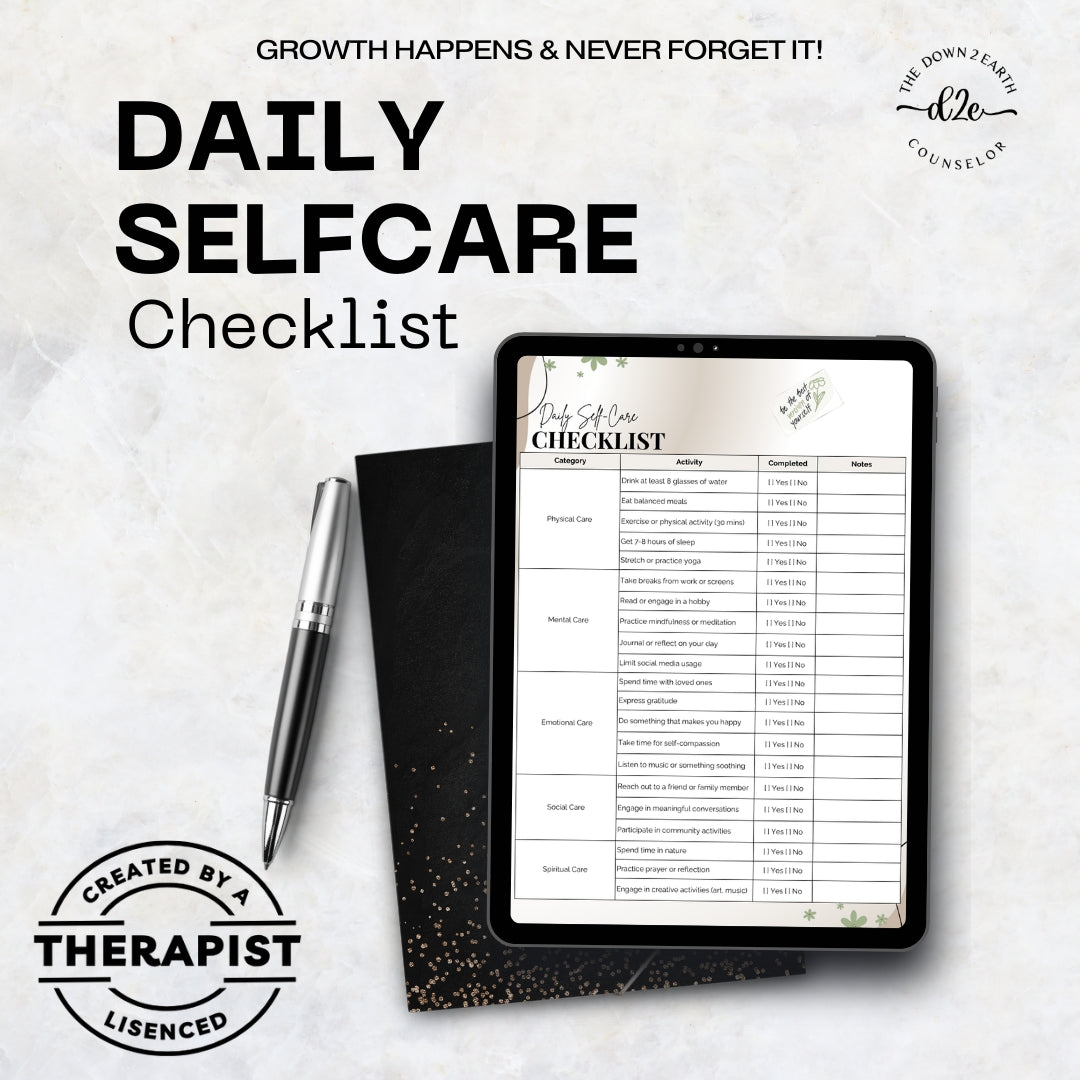 Daily Self-Care Checklist — Physical, Emotional, Mental, & Spiritual Care | Self-Care Plan