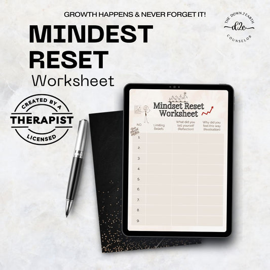 Mindset Reset Reflection Journal: Limiting Beliefs Worksheet