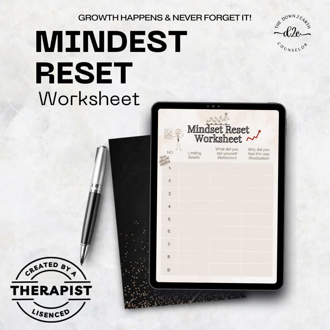 Mindset Reset Reflection Journal: Limiting Beliefs Worksheet